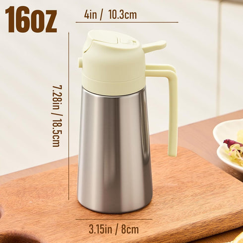 2 1 PARACITY Oil Dispenser Bottle with Stainless Steel Shell & Ceramic Sprayed Interior, in Olive Oil Sprayer