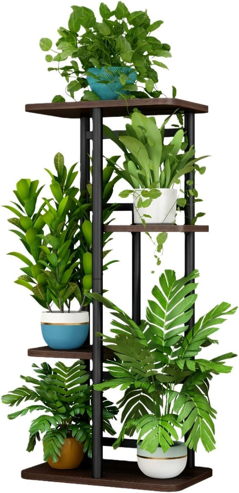 LINZINAR Plant Stand Indoor 4 Tier 5 Potted Multiple Plant Shelf Stands