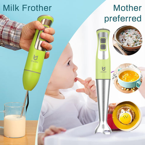 Immersion Hand Blender, UTALENT 5-in-1 Stick Blender with 500ml Food Grinder, BPA-Free, 600ml Container, Milk Frother -