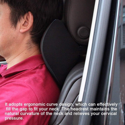 Car Headrest Neck Rest Pillow - 100% Memory Foam Leather Cushion for Driving, Relieve Neck Pain (Black)