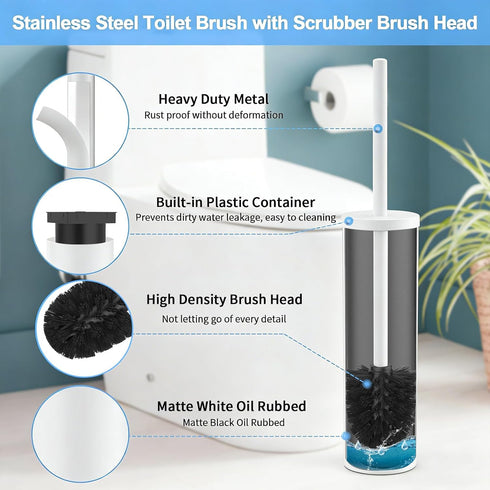 Flyzenvibe Set Set Stainless Steel Toilet Brush and Holder Wall Mount Heavy Duty Toilet Bowl Brush Oil Rubbed Matte