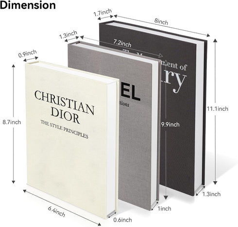 '-Set 3 Aesthetic Decorative Books of Minimalist Linen Hardcover Faux/Fake Books for Coffee Table Home Decor Living Room