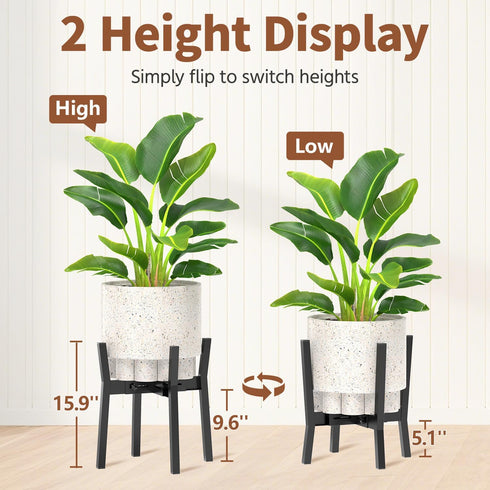 8 12 Inch 1 Pack LASZOLA Black Adjustable Plant Stand for Single Large Outdoor Indoor Planters, Heavy Duty Metal Floor