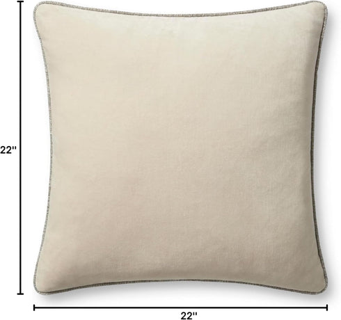 Loloi Liza Pillow Cover 22'' x 22'' with Poly, Ivory
