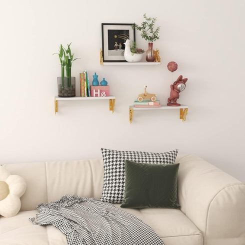 3 Pack Hoikwo Butterfly Wall Shelves, White Gold Floating Book Shelves, for Mother, Mom, Women, Girls, for Preppy Room