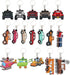 Gala Glow 17 Pack Car Keychain Set, Cartoon Vehcile Train Airplane Silicone Keyrings for