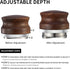 53mm Coffee Distributor, Adjustable Depth Espresso Distribution Tool with Walnut Wood Handle, Fits 54mm Breville