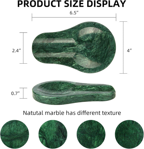 Marble Spoon Rest for Kitchen Stove Countertop, Marble Utensil Holder, Perfect for Spatula, Ladle, Fork (1, Blackish Green)