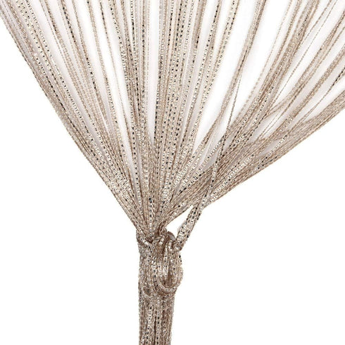 Door String Curtain - Decorative Tassel Screen Ribbon Strings Strip for Home, Patio, Bedroom, and Wedding (Champagne)