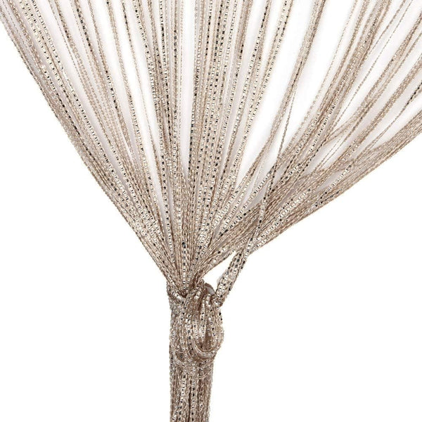 Door String Curtain - Decorative Tassel Screen Ribbon Strings Strip for Home, Patio, Bedroom, and Wedding (Champagne)