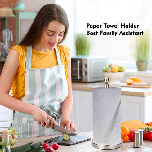 Countertop, Kalitro Paper Towel Holder Standing Paper Towel Roll Holder for Kitchen Bathroom, with Weighted Base