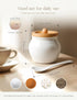 13oz Countertop,Kitchen AISBUGUR Sugar Bowl with Lid and Spoon: Sugar Jar with Bamboo Lid,Ceramic Sugar Container