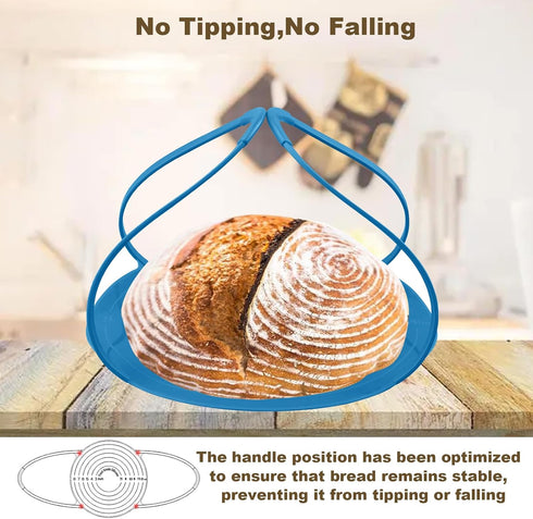 Silicone Sling Bread Dutch Oven, Non-Stick & Easy Clean Reusable Baking Mat, Beige & Blue