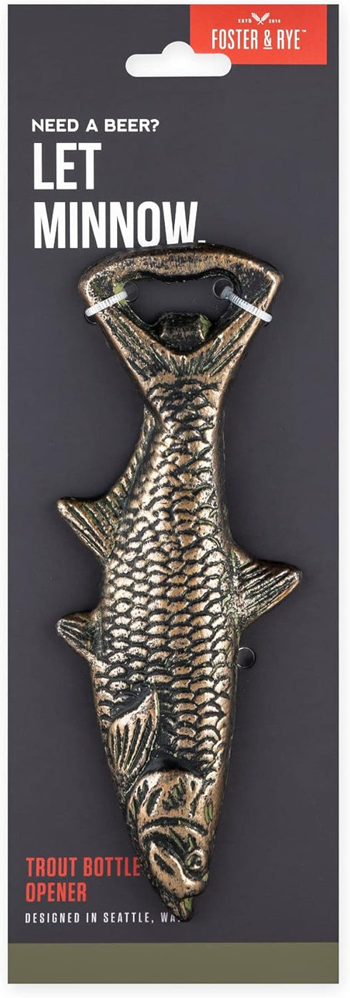 Foster & Rye Cast Iron Fish Bottle Cap Opener, Rustic Beer Bottle Opener for Home Bar, Set of 1