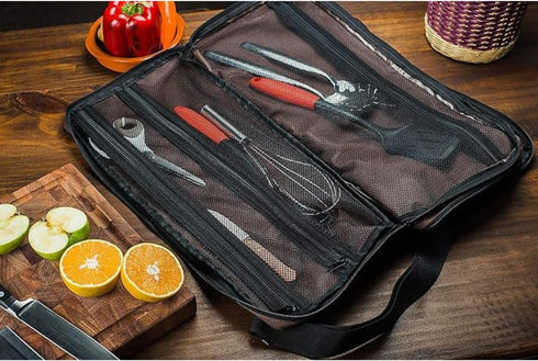 EVERPRIDE Large Knife Bag for Chefs Holds 20 Knives PLUS Zippered Compartment for Kitchen Tools