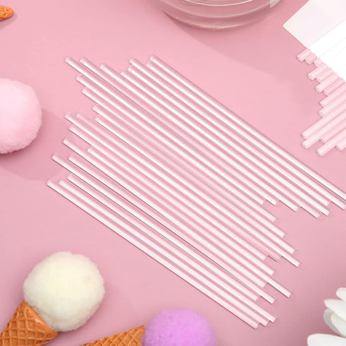 Zopeal 200 Pieces Clear Acrylic Lollipop Sticks for Cake Pops, Candy Treats, Wedding Halloween Christmas Toppers (4