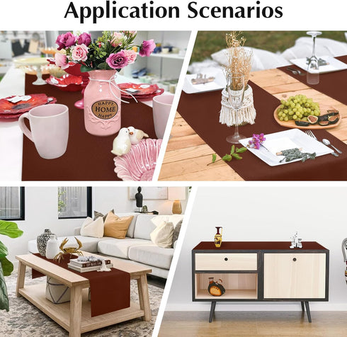 2 Pack 12 60 Inch Chocolate Table Runner x Solid Color Farmhouse Runners Coffee Table Dresser for Daily Party Home