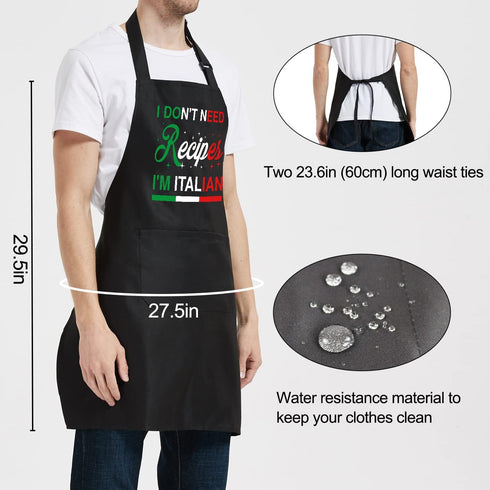 Chef Apron for Men - Funny Pizza Apron, Italian Gifts for Women, Kitchen BBQ Grill Dad Mom