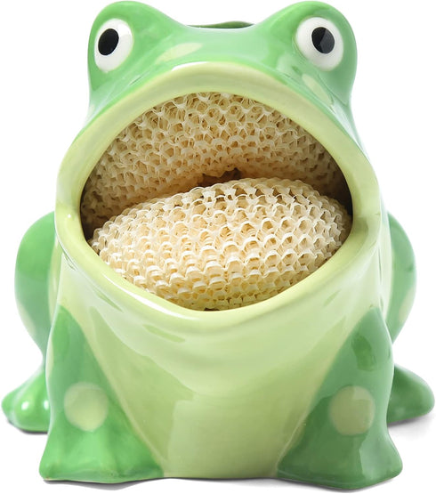 Ceramic Kitchen Scrubby Sponge Holder , Art Frog Collection, Adorable Home &