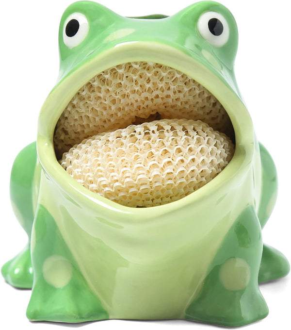 Ceramic Kitchen Scrubby Sponge Holder , Art Frog Collection, Adorable Home &