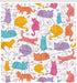 Ambesonne Cat Shower Curtain, Colorful Cats Modern Line Art, Cloth Fabric Bathroom Decor, 69" W x 70" L