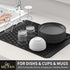 ME.FAN Silicone Dish Drying Mat for Kitchen Counter, Dish Drying Pad for Sink, 12'' x 8'' (Black)