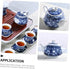 Uonlytech Ceramic Teapot, Blue and White Porcelain Travel Tea Kettle, Retro Portable Teapot with Handle