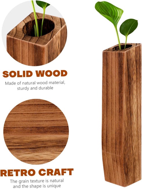 Desktop Wooden Flower Vases - Creative Flower Holder Home Decor, Decorative Plant Pots, Tabletop Decoration