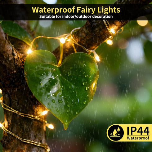 33ft 100 Rechargeable Fairy Lights Battery Operated, LEDs String Lights with Remote, Waterproof, Mini Twinkle Lights