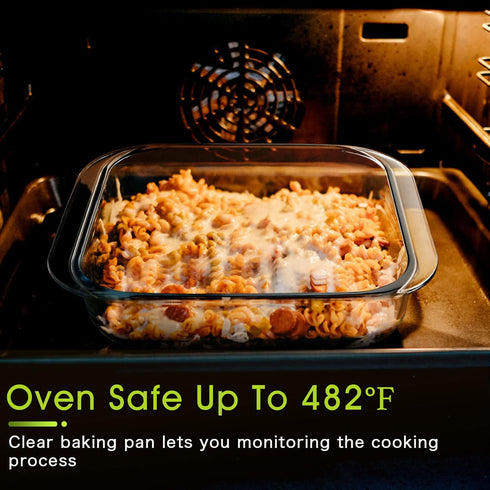 NUTRIUPS 1.7QT Square Glass Baking Dish | 8.2x8.2In Square Baking Pan for Oven