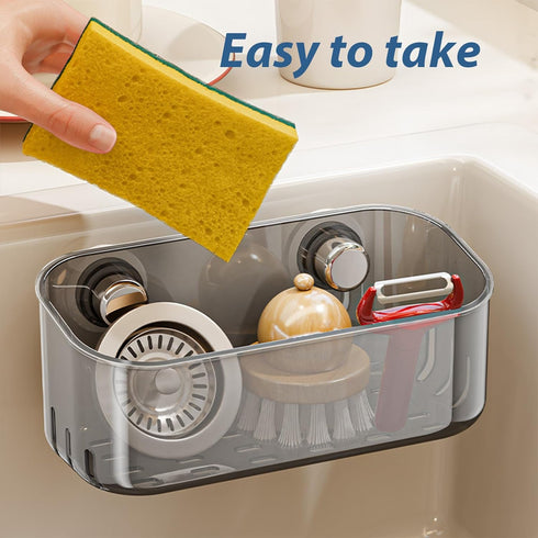 GHYFFF Sponge Holder with Strong Suction Cup, Dish Sponge Caddy Inside Sink Removable,Kitchen Sink Caddy Organizer