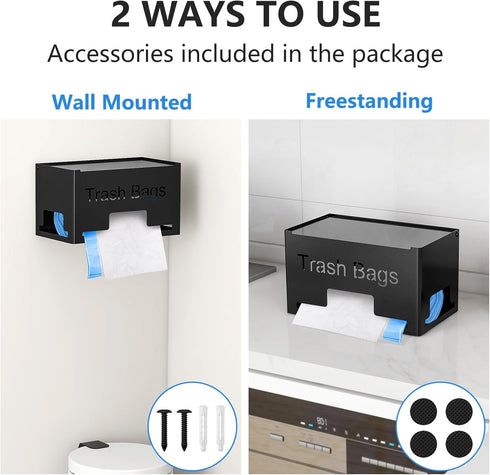 STWWO Large Trash Bag Holder Dispenser, Metal Garbage Bag Dispenser Roll Holder, Kitchen Trash Storage Organizer