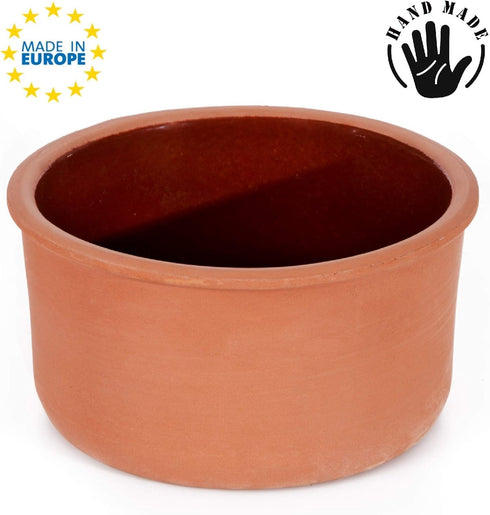2.10 Clay Yogurt Pot, Inner Glazed Terracotta Cookware, Earthen Casserole Bowls for Oven Cooking, Terra Cotta Deep Pan
