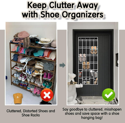 Kotkn 30 Closet 30-Pocket) Over the Door Shoe Organizer with Breathable Mesh Pockets - Large Capacity Storage for Men