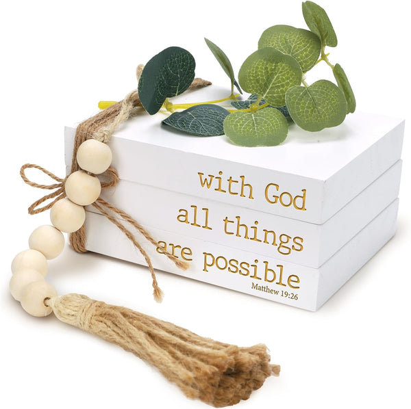 Mini Decorative Coffee Table Books - Set of 3 Faux Books for