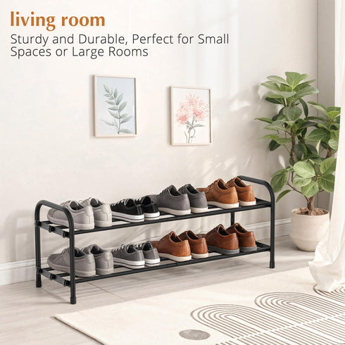 2-Tier Closet INSMART Expandable Shoe Rack:Stackable and Adjustable Shoes Organizer Storage Shelf, Sturdy and Durable