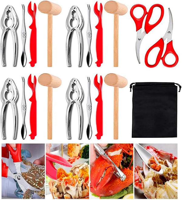YWHWXB 19 Pcs Seafood Tools Set, Crab Crackers And Tools Set, Include 4