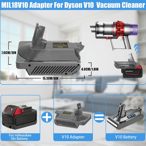 V10 Adapter for Milwaukee M18 18V Lithium Battery, Convert to Dyson V10 SV12 Cordless Stick Vacuum Cleaner