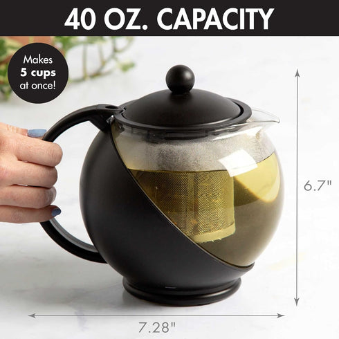Primula Half Moon Teapot with Removable Infuser, Glass Tea Maker with Reusable Fine Mesh Stainless Steel Filter,