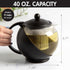 Primula Half Moon Teapot with Removable Infuser, Glass Tea Maker with Reusable Fine Mesh Stainless Steel Filter,