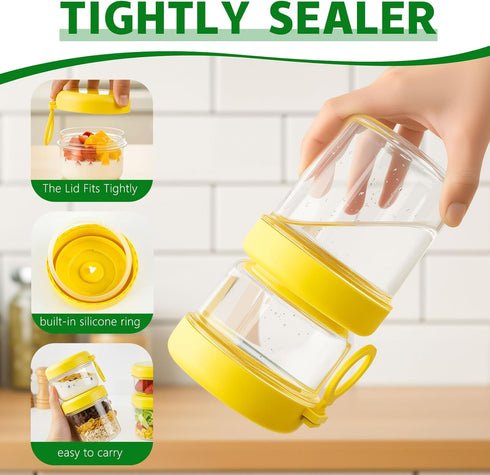 LKTKJDS 26 oz 100% On the Go Yogurt Parfait Snack Cup with Spoon & Lid, Leak Proof Granola Holder for To Go Breakfast