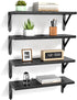 ROMGUAR CRAFT Wood Floating Shelves Set of 4, Rustic Storage Decor Wall Shelves, Wall