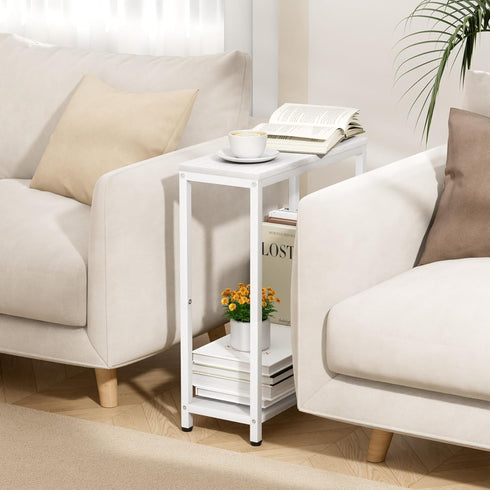 2 SLEEPING LAMB Narrow Small Side Table for Small Space, Tier Sofa Skinny End Table for Living Room, Bedroom Beside