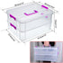 JUXYES 2-Tiers Stack Carry Storage Box, Transparent Stackable Storage Bin with Handle for School Office