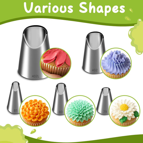 Suuker Rose Flower Piping Tips Set | Stainless Steel Chrysanthemum Nozzles for Decorating Cake Pastry Tool (5 Pieces)