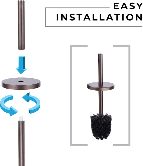 JS Jackson Supplies Sleek Toilet Brush and Holder with Metal Handle, Bronze, Pack of 2