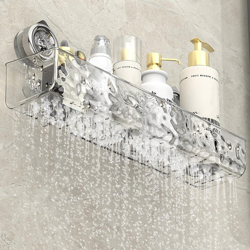 Suction Cup Shower Caddy, Clear Wall Bathroom Shower Organizer, Corner Caddy No Drilling for Kitchen Bathroom Hotel