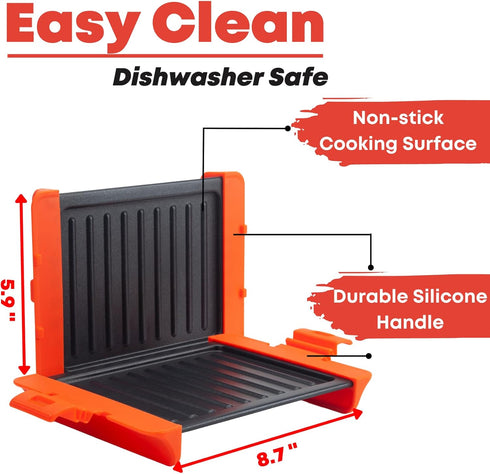 Maconee Microwave Sandwich Maker | Microwave Grill Cheese Maker | Fast Cooking and Dishwasher Safe (Orange)