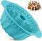 Silicone Fluted Pans, Non-stick Baking Molds with Sturdy Handle, Perfect for Cake, Jello, Gelatin, 9.5 Inch (Blue)