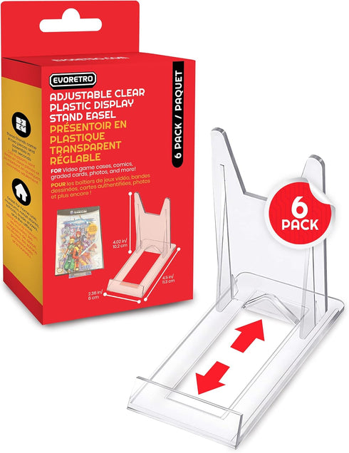 EVORETRO Display Stand - 6-Pack Adjustable Acrylic Stand for TCG, Sports Cards, Comic Books, Picture Stand